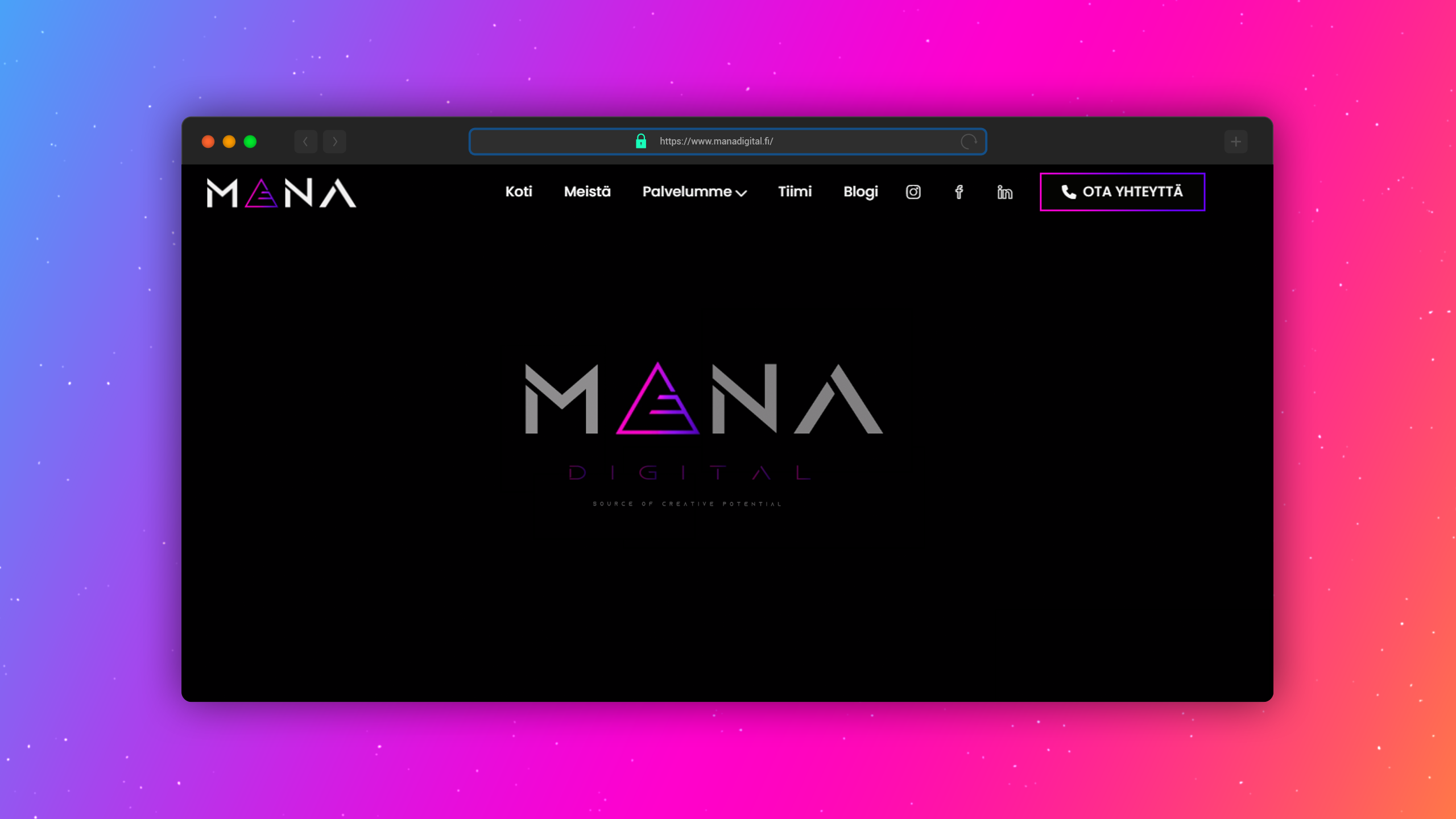 Mana Digital Logo Animation and front page
